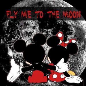 CRAZY GEORGE Mickey And Minnie Framed Wall Art "Fly Me To The Moon" Wall Decor for Home (15.7x15.7x0.47 in)