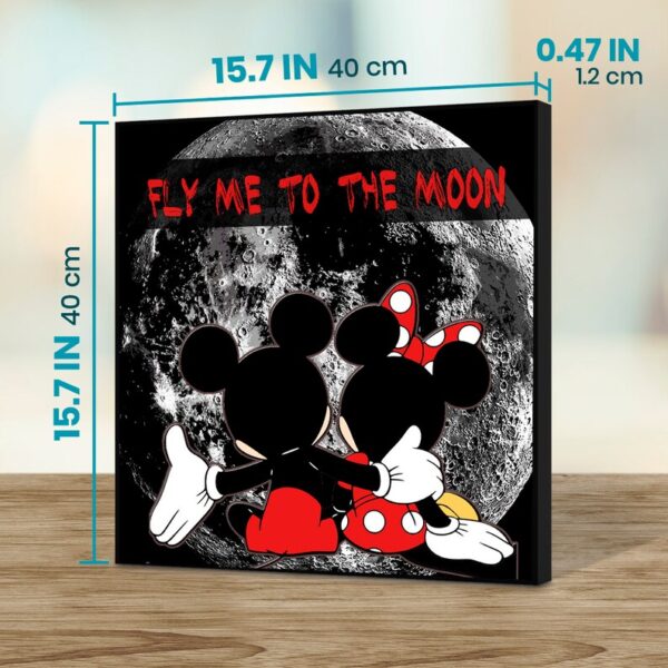 CRAZY GEORGE Mickey And Minnie Framed Wall Art "Fly Me To The Moon" Wall Decor for Home (15.7x15.7x0.47 in)